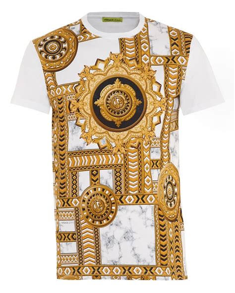 versace white and gold t shirt|gold versace shirts for men.